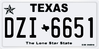TX license plate DZI6651
