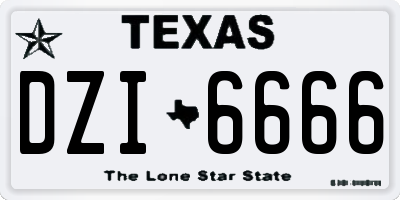 TX license plate DZI6666