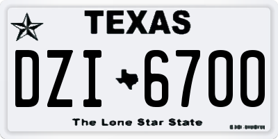 TX license plate DZI6700
