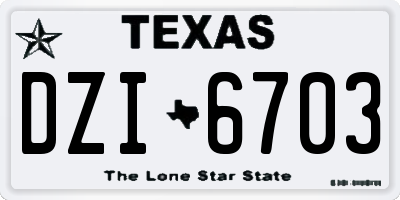 TX license plate DZI6703