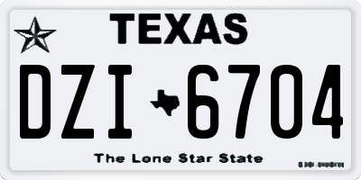 TX license plate DZI6704