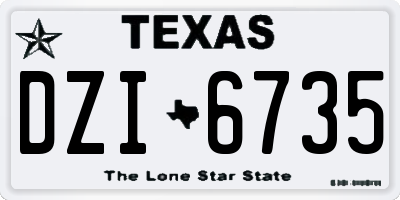TX license plate DZI6735