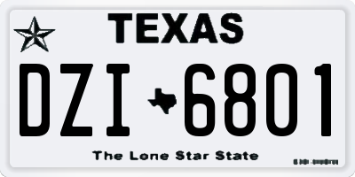 TX license plate DZI6801