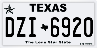TX license plate DZI6920