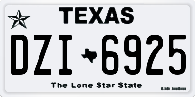 TX license plate DZI6925