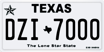 TX license plate DZI7000