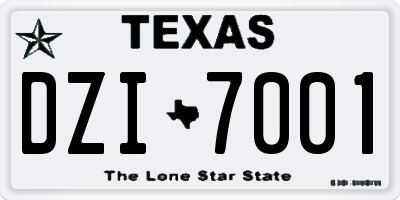 TX license plate DZI7001