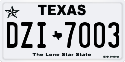 TX license plate DZI7003