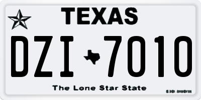 TX license plate DZI7010