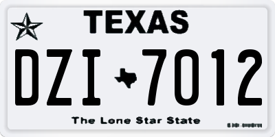 TX license plate DZI7012
