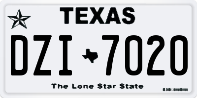 TX license plate DZI7020