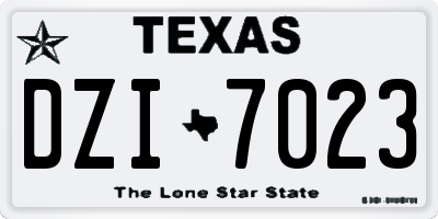 TX license plate DZI7023