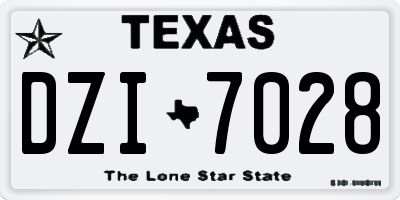 TX license plate DZI7028