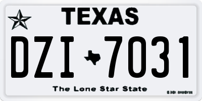 TX license plate DZI7031