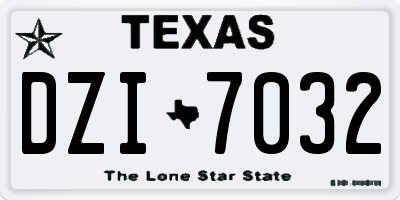 TX license plate DZI7032