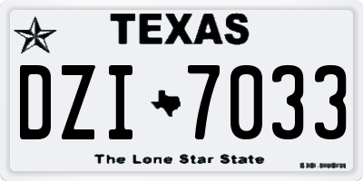 TX license plate DZI7033