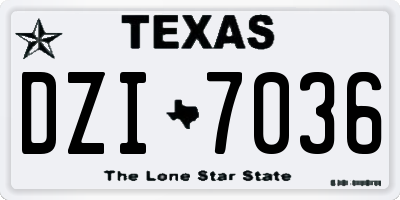 TX license plate DZI7036