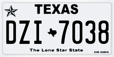 TX license plate DZI7038