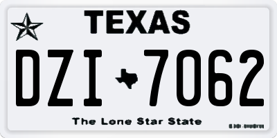 TX license plate DZI7062