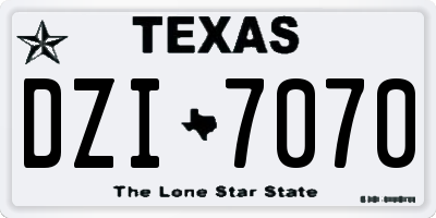 TX license plate DZI7070