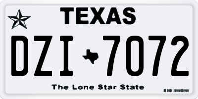 TX license plate DZI7072