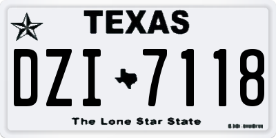 TX license plate DZI7118