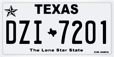 TX license plate DZI7201