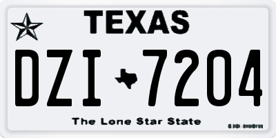 TX license plate DZI7204