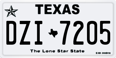 TX license plate DZI7205