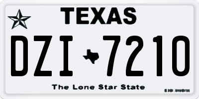 TX license plate DZI7210