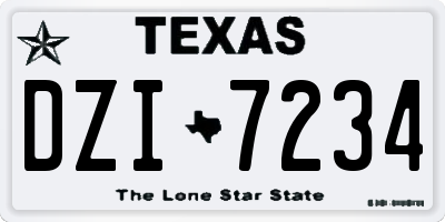 TX license plate DZI7234