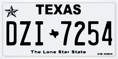 TX license plate DZI7254