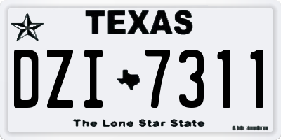 TX license plate DZI7311