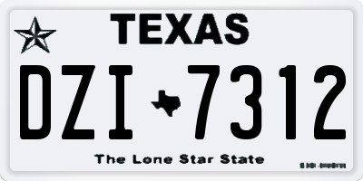 TX license plate DZI7312