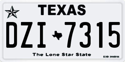 TX license plate DZI7315