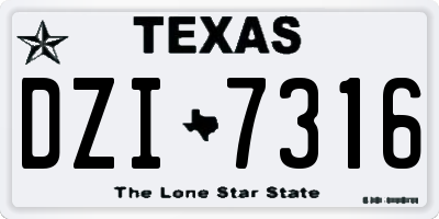 TX license plate DZI7316