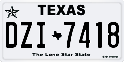 TX license plate DZI7418