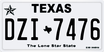 TX license plate DZI7476