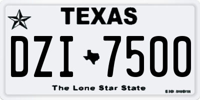 TX license plate DZI7500