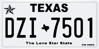 TX license plate DZI7501