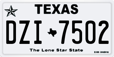 TX license plate DZI7502