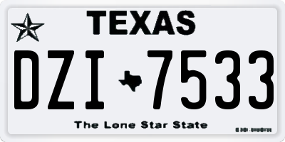 TX license plate DZI7533