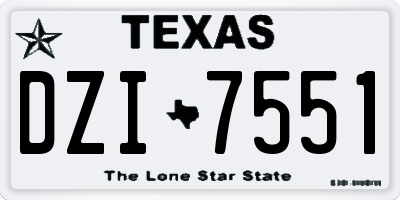 TX license plate DZI7551