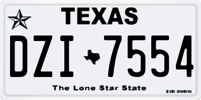 TX license plate DZI7554