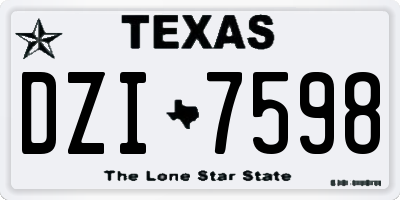 TX license plate DZI7598
