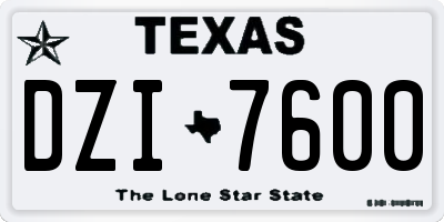TX license plate DZI7600