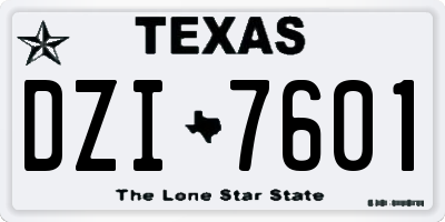 TX license plate DZI7601