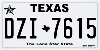 TX license plate DZI7615