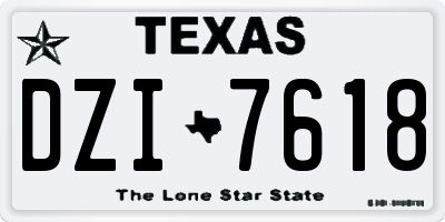 TX license plate DZI7618