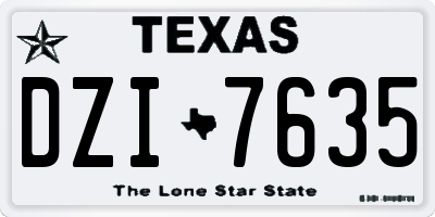 TX license plate DZI7635